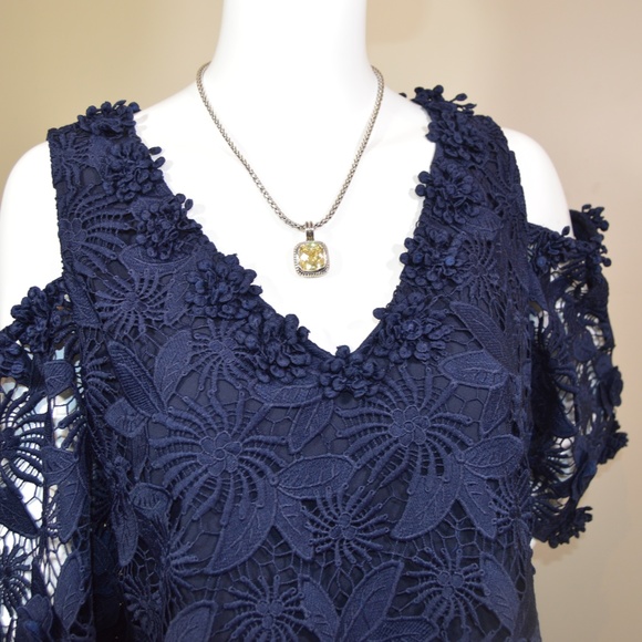 🆕🏷️ Kobi Halperin Tinley Cold Shoulder Midnight Blue Top - Picture 10 of 14
